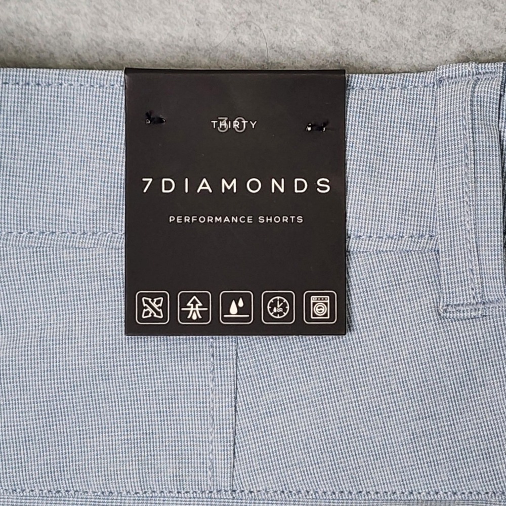 7 Diamonds Dynamic Performance Shorts Mens 30 Blue Stretch Golf Tech Chino NEW - Picture 8 of 10